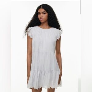 Aritzia Silver/light blue Ruffled Sleeveless Dress